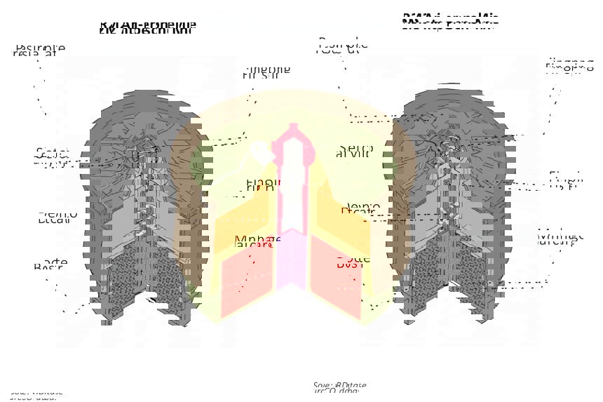 An intersection of a anti-personnel landmine, highlighting key components such as the pressure plate and detonator